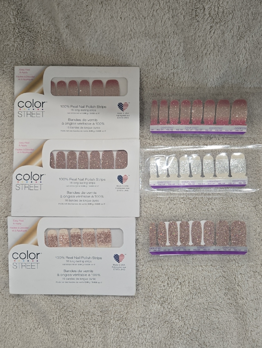 Color Street Glitter Nail Polish Strips, Set Of 6